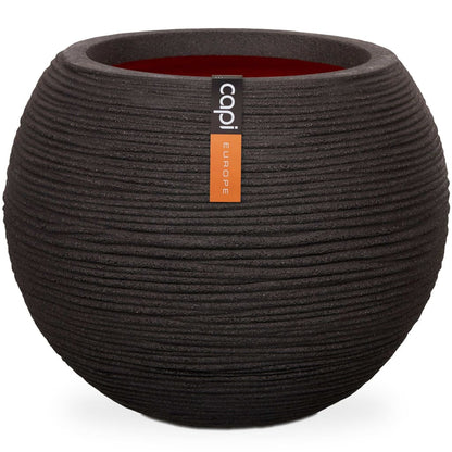 Capi Bloempot Nature Rib Bolvormig Kblr271 Zwart 62 x 48 cm