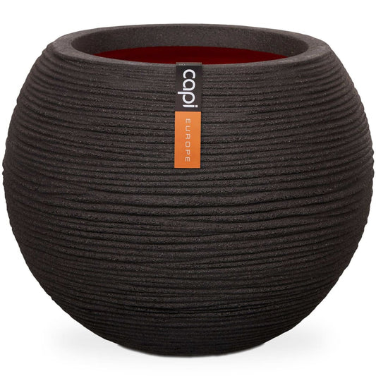 Capi Bloempot Nature Rib Bolvormig Kblr271 Zwart 62 x 48 cm
