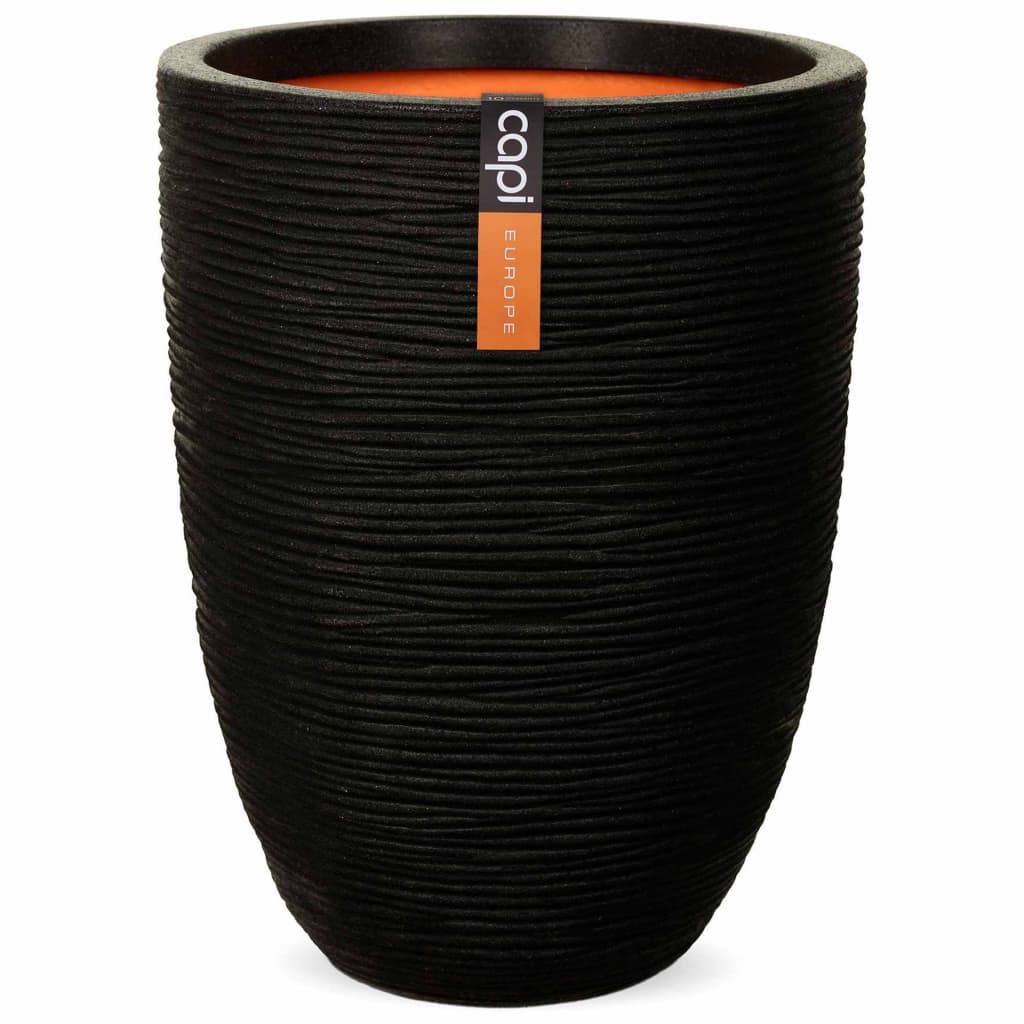 Capi Bloempot Nature Rib Elegant Laag Pkblr783 46 x 58 cm Zwart
