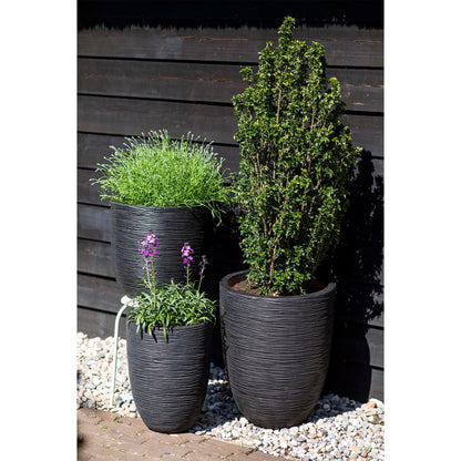 Capi Bloempot Nature Rib Elegant Laag Pkblr783 46 x 58 cm Zwart