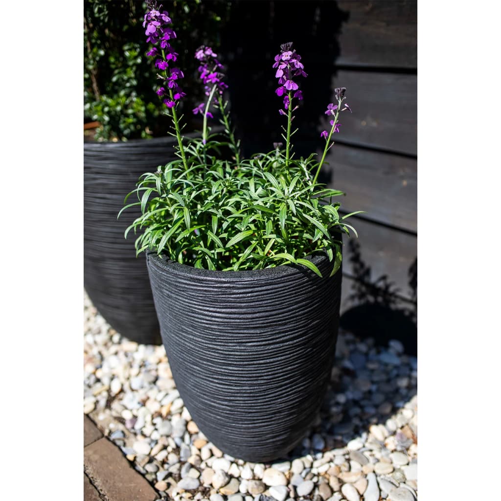 Capi Bloempot Nature Rib Elegant Laag Pkblr783 46 x 58 cm Zwart