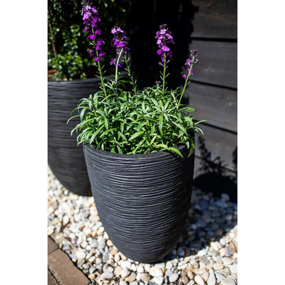 Capi Bloempot Nature Rib Elegant Laag Pkblr783 46 x 58 cm Zwart