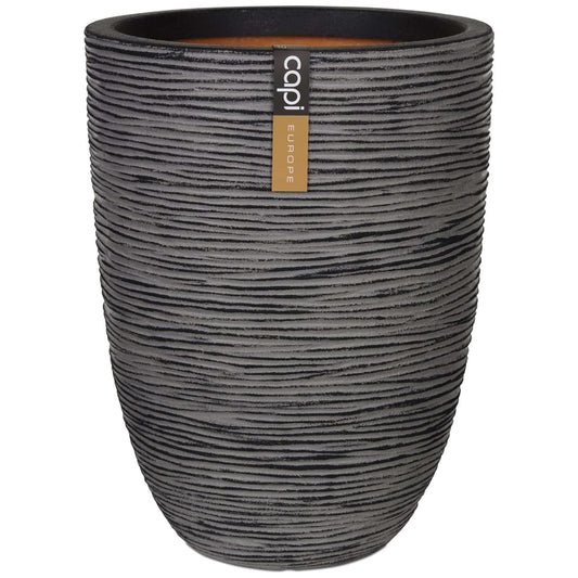 Capi Bloempot Nature Rib Elegant Laag Kofz782 36 x 47 cm Antraciet