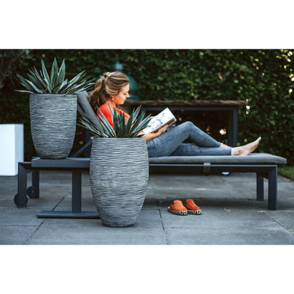 Capi Bloempot Nature Rib Elegant Laag Kofz782 36 x 47 cm Antraciet