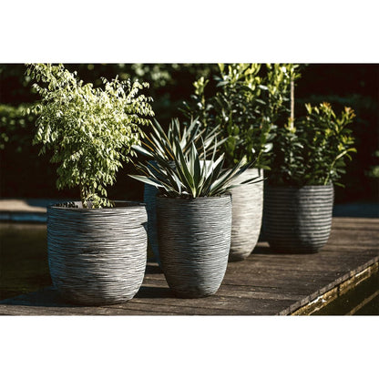 Capi Bloempot Nature Rib Elegant Laag Kofz782 36 x 47 cm Antraciet