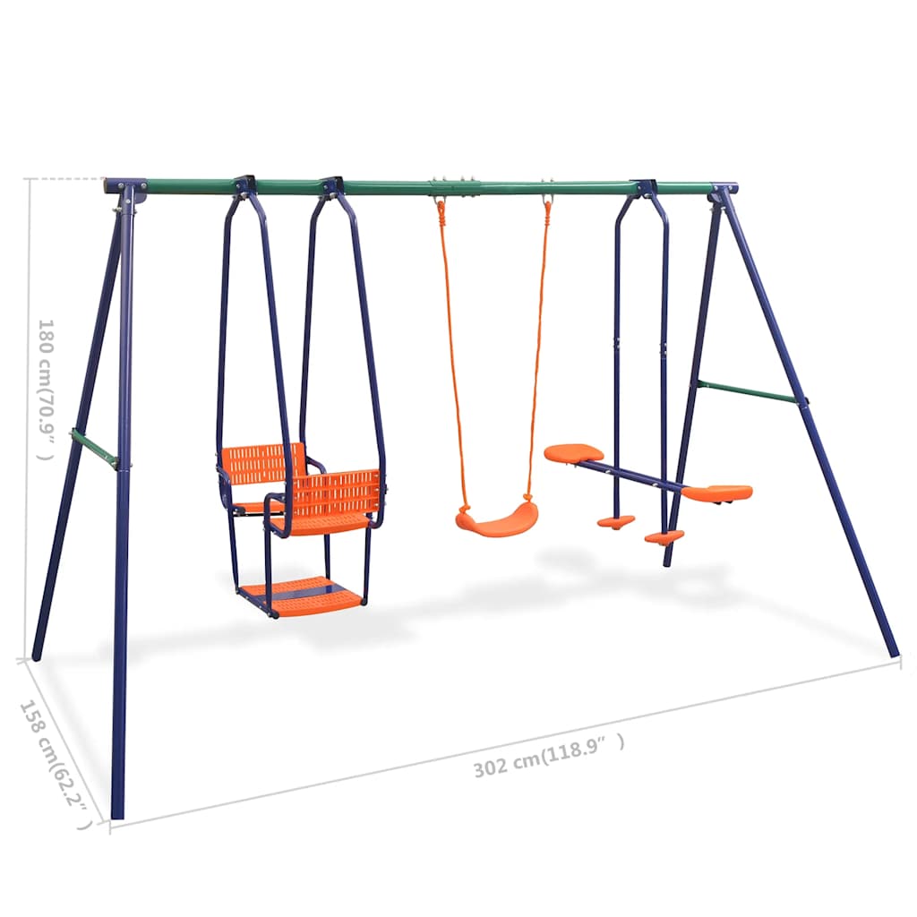 Schommelset met 5 zitjes oranje