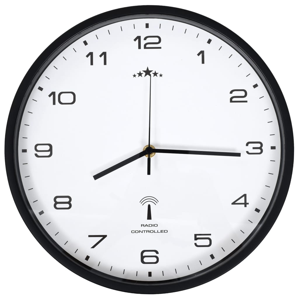 Wandklok Met Quartz Uurwerk Radiogestuurd 31 Cm Wit en zwart