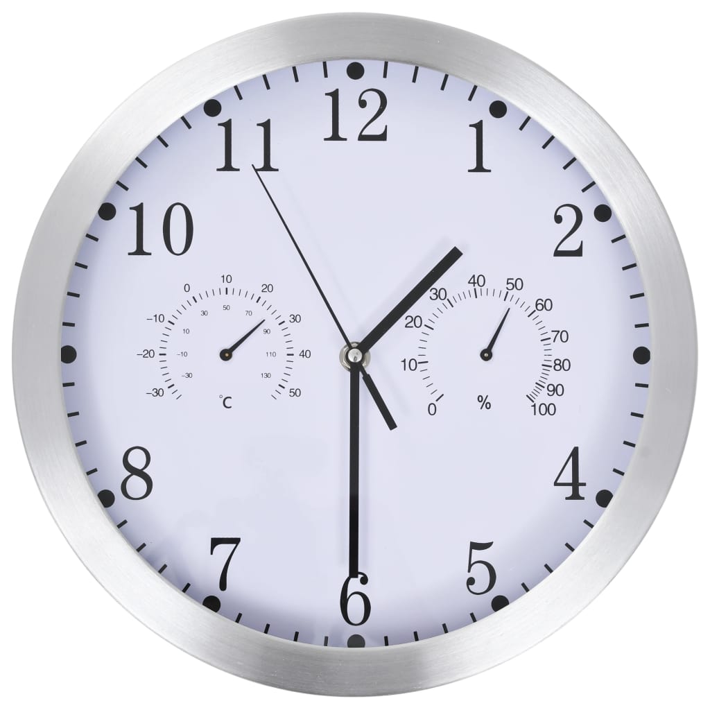Wandklok Met Quartz-Mechanisme Hygrometer Thermometer 30 Cm Wit