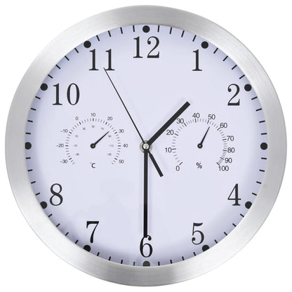Wandklok Met Quartz-Mechanisme Hygrometer Thermometer 30 Cm Wit