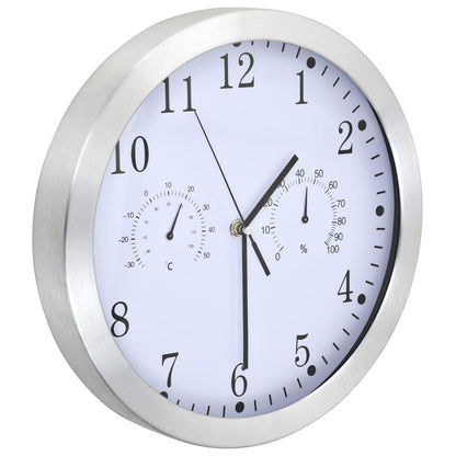 Wandklok Met Quartz-Mechanisme Hygrometer Thermometer 30 Cm Wit