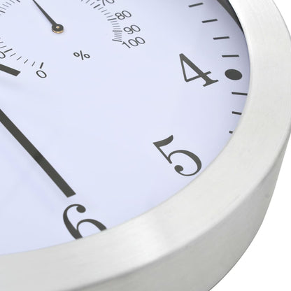 Wandklok Met Quartz-Mechanisme Hygrometer Thermometer 30 Cm Wit