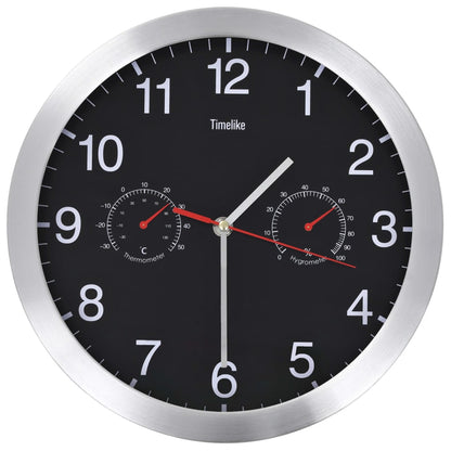 Wandklok Met Quartz-Mechanisme Hygrometer Thermometer 30 Cm Zwart