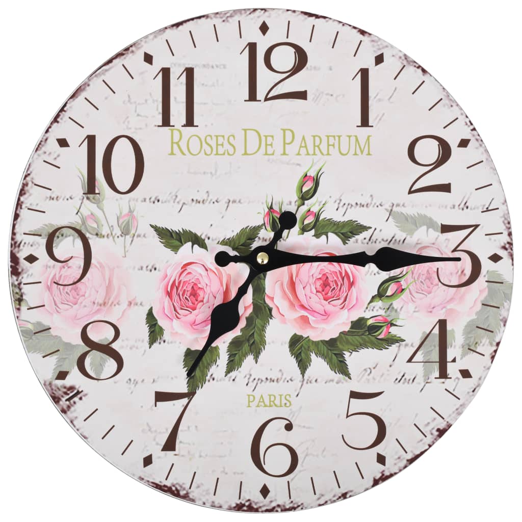 Wandklok Vintage Stijl Bloemen 30 cm Gebloemd