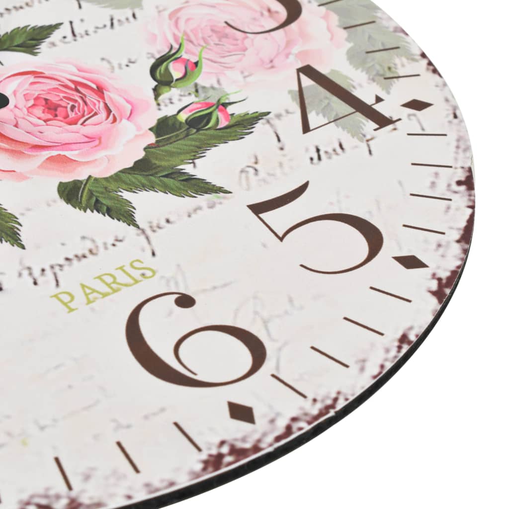 Wandklok Vintage Stijl Bloemen 30 cm Gebloemd