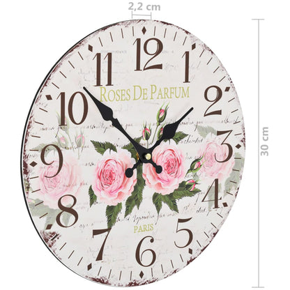 Wandklok Vintage Stijl Bloemen 30 cm Gebloemd