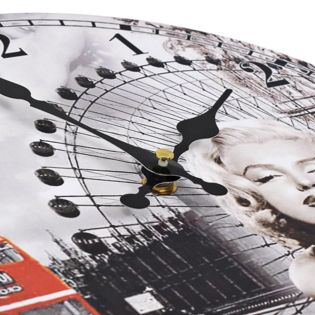 Wandklok Vintage Stijl Marilyn Monroe 30 cm Multikleur