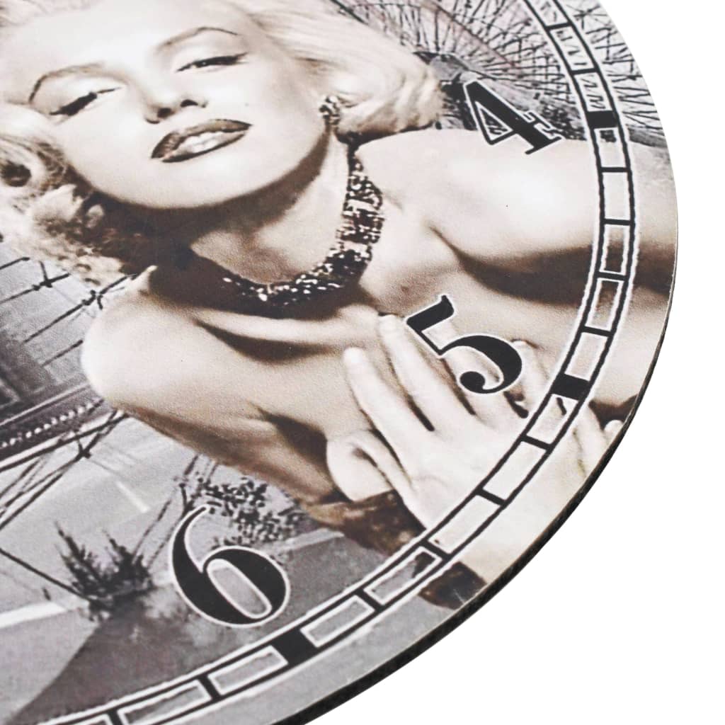 Wandklok Vintage Stijl Marilyn Monroe 30 cm Multikleur