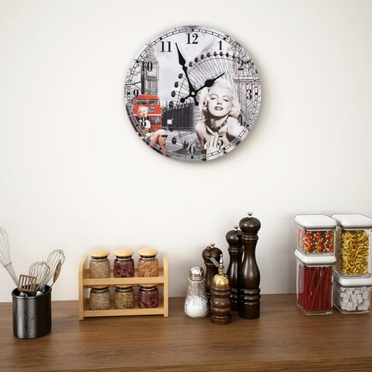 Wandklok Vintage Stijl Marilyn Monroe 30 cm Multikleur