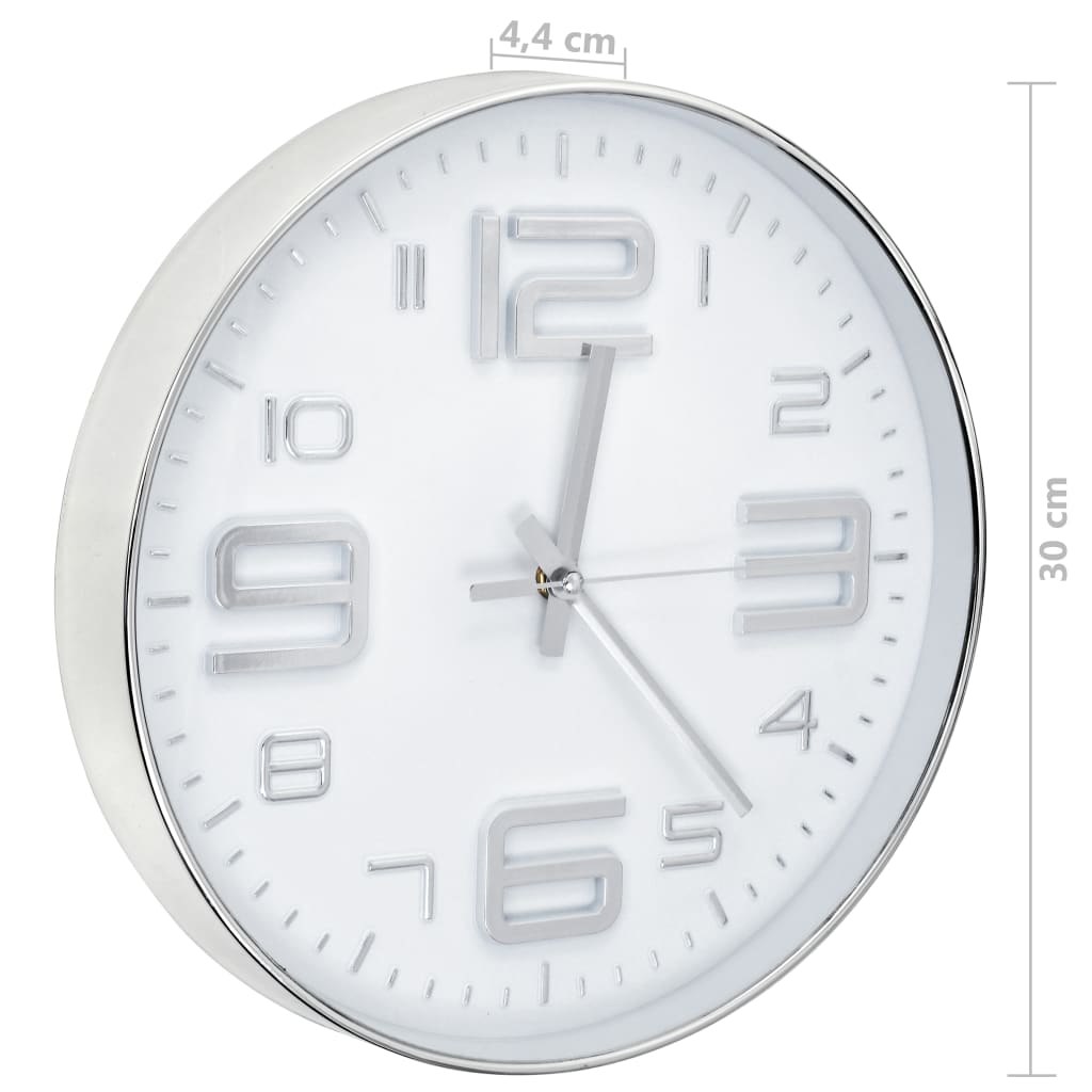 Wandklok 30 Cm Kleurig Zilver