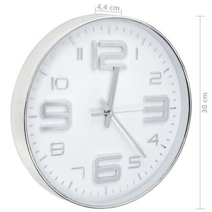 Wandklok 30 Cm Kleurig Zilver