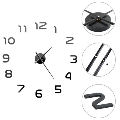 3D-Wandklok 100 Cm Xxl Modern Zwart