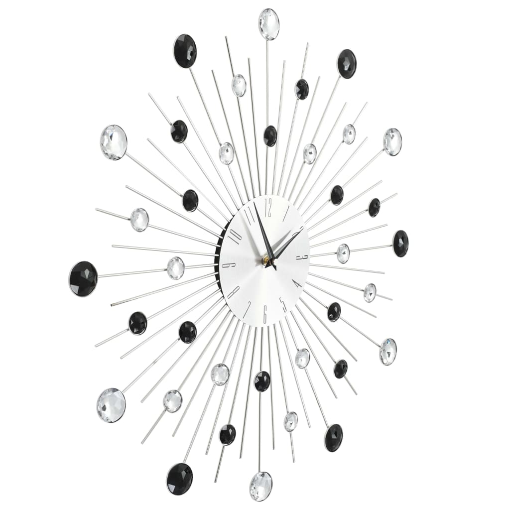 Wandklok Met Quartz-Mechanisme 50 Cm Modern Ontwerp Zilver en zwart