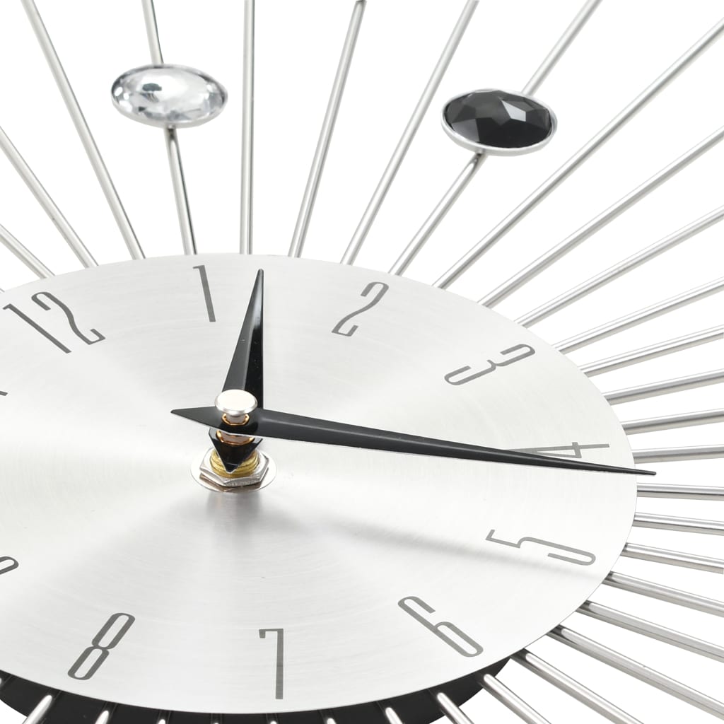 Wandklok Met Quartz-Mechanisme 50 Cm Modern Ontwerp Zilver en zwart