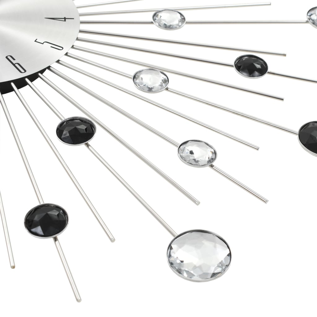 Wandklok Met Quartz-Mechanisme 50 Cm Modern Ontwerp Zilver en zwart