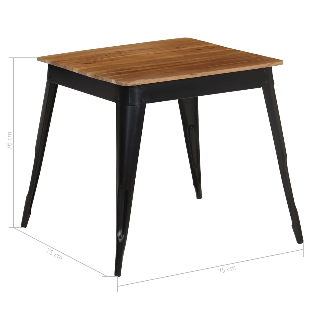 Eettafel 75x75x76 cm massief acaciahout en staal