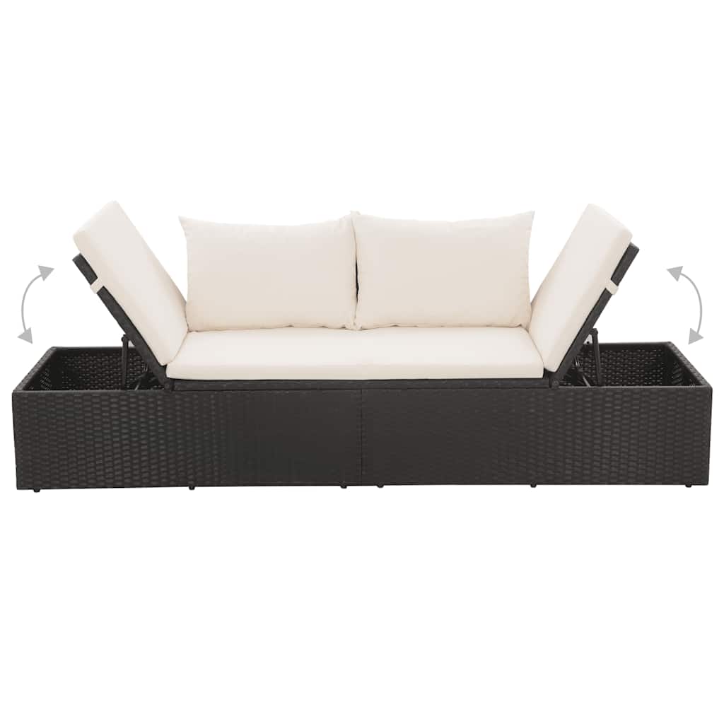 Tuinbed 195x60 cm poly rattan zwart