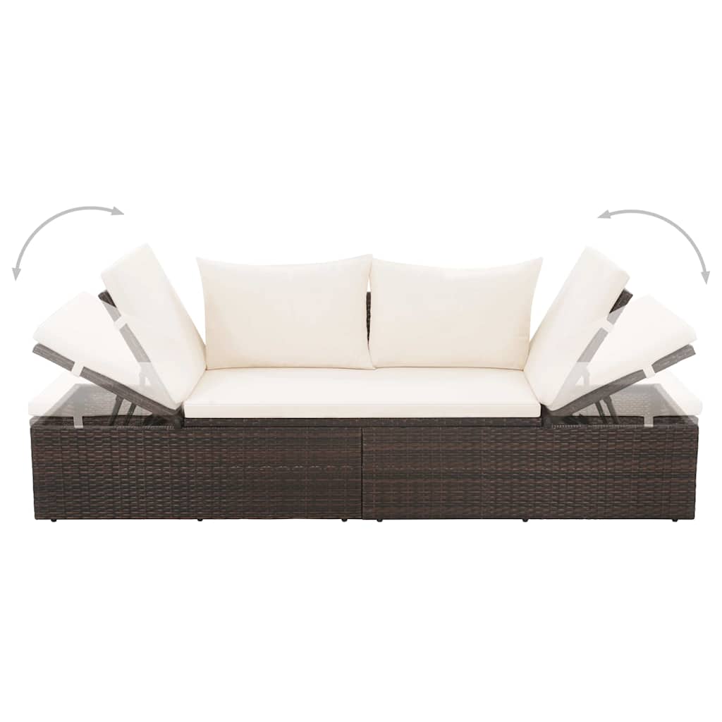 Tuinbed 195x60 cm poly rattan bruin