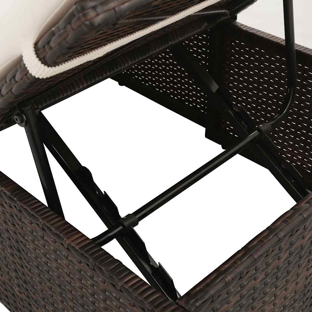 Tuinbed 195x60 cm poly rattan bruin