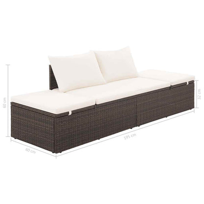 Tuinbed 195x60 cm poly rattan bruin