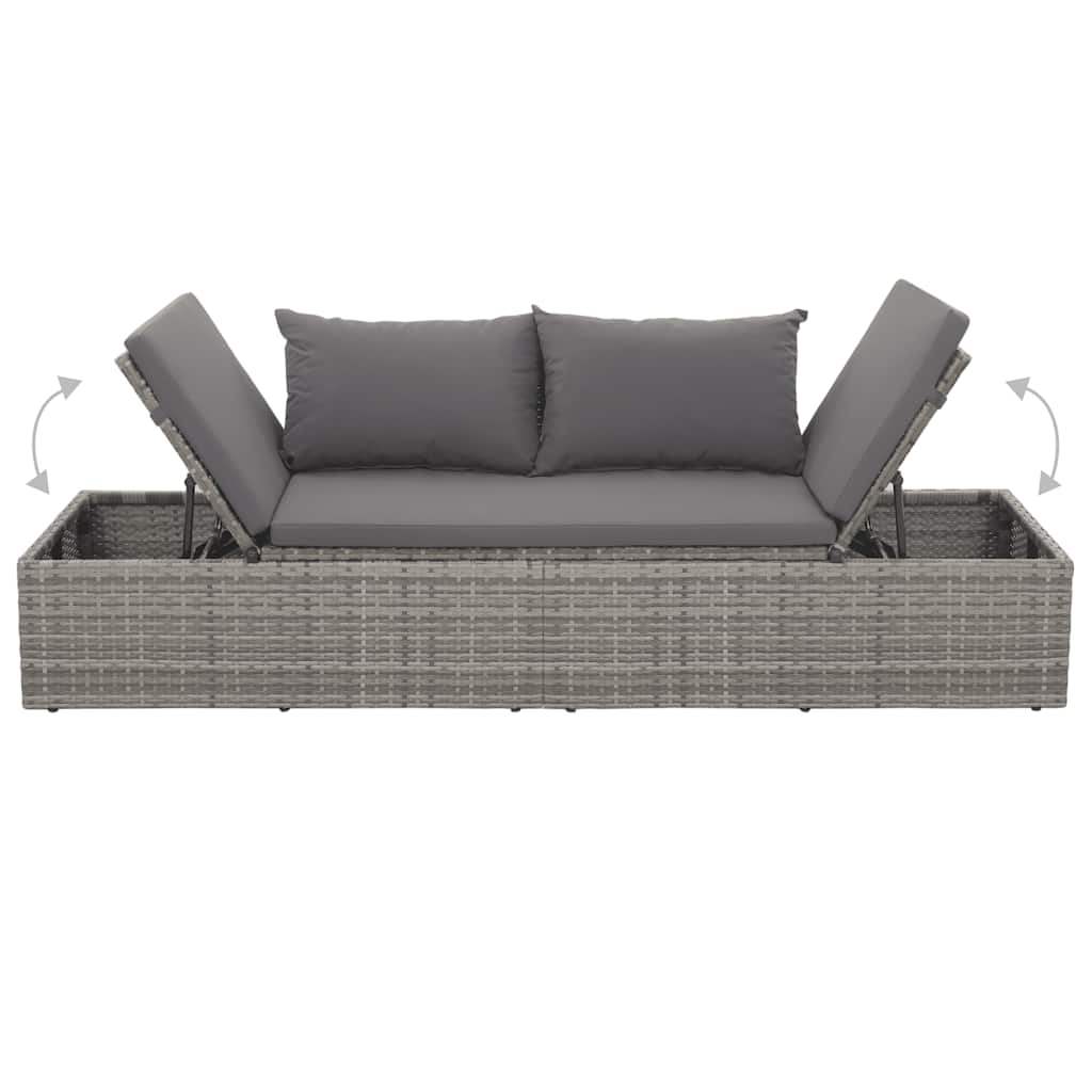 Tuinbed 195x60 cm poly rattan grijs
