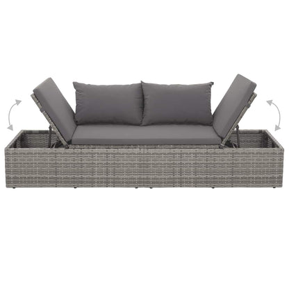 Tuinbed 195x60 cm poly rattan grijs