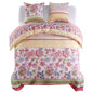 Dekbedovertrekset bloemen/gestreept 200x220/80x80 cm roze