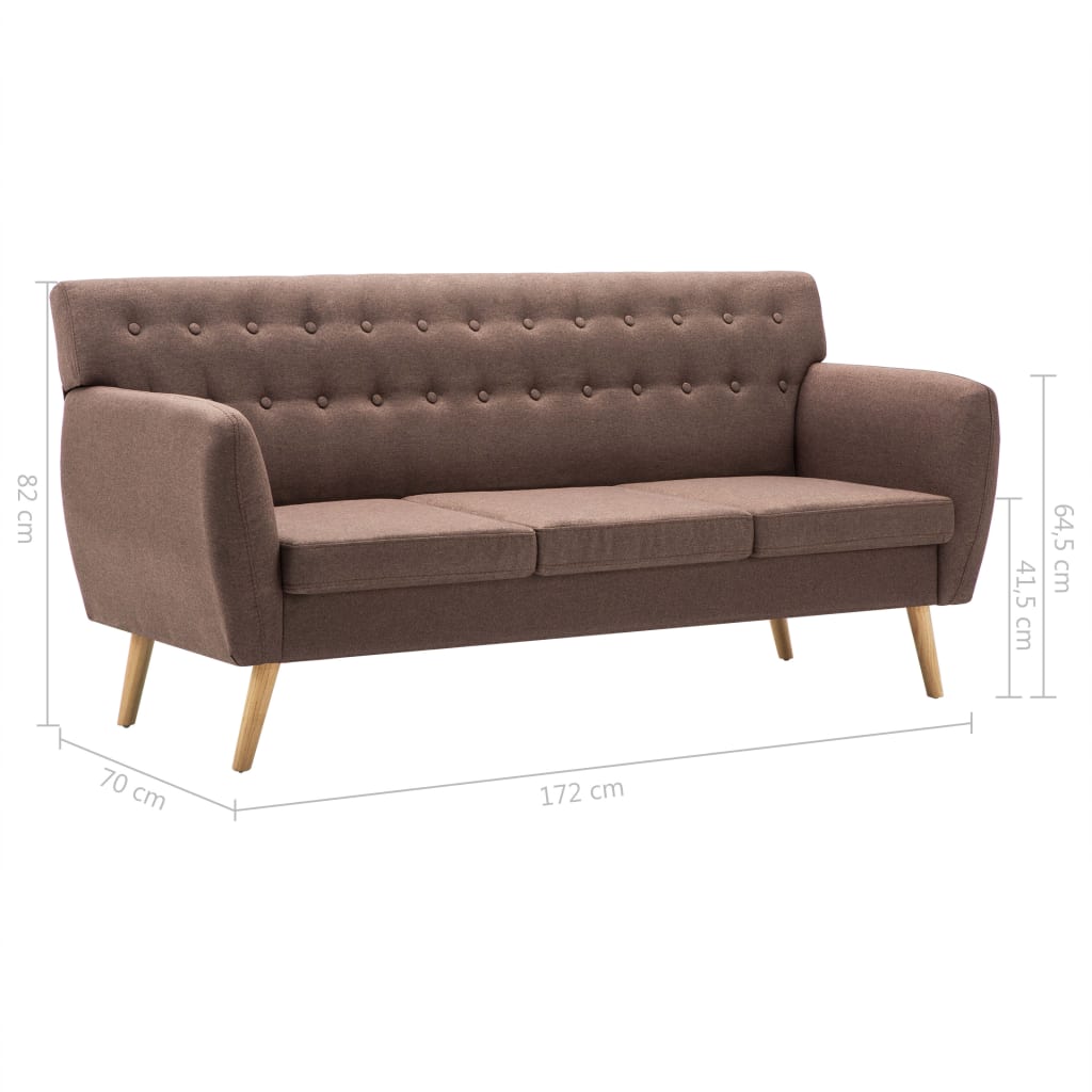 Driezitsbank 172x70x82 cm stof bruin