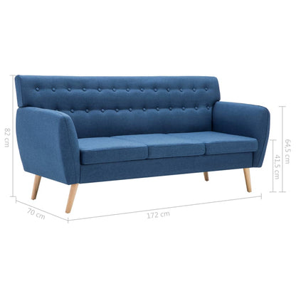 Driezitsbank 172x70x82 cm stof blauw