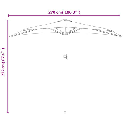 Balkonparasol half met aluminium paal 270x144 cm antraciet