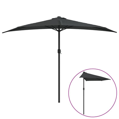 Balkonparasol half met aluminium paal 300x155 cm antraciet