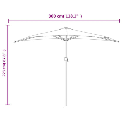 Balkonparasol half met aluminium paal 300x155 cm antraciet