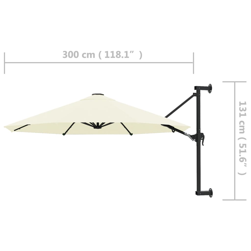Wandparasol met metalen paal 300 cm zandkleurig