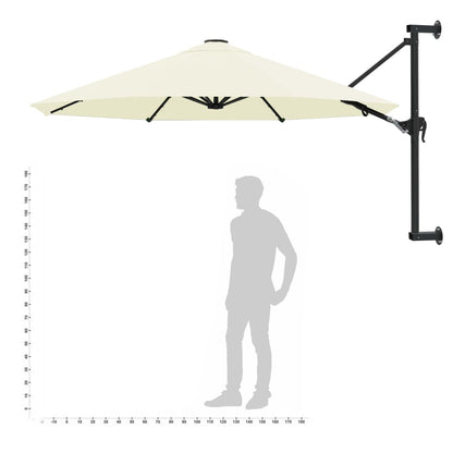 Wandparasol met metalen paal 300 cm zandkleurig
