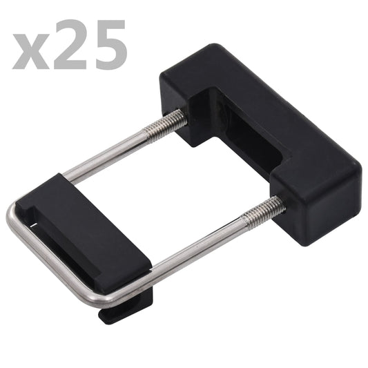 U-Verbinding Met Kunststof Voor Hekpaal 25 Sets 60X40 Mm Zwart en zilver