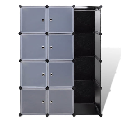 Kast met 9 vakken modulair 109x36,5x143 cm zwart en wit
