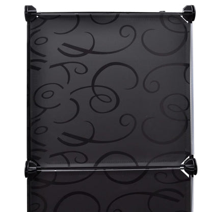 Kast met 9 vakken modulair 109x36,5x143 cm zwart en wit