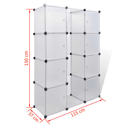 Kast met 9 compartimenten modulair 109x36,5x143 cm wit