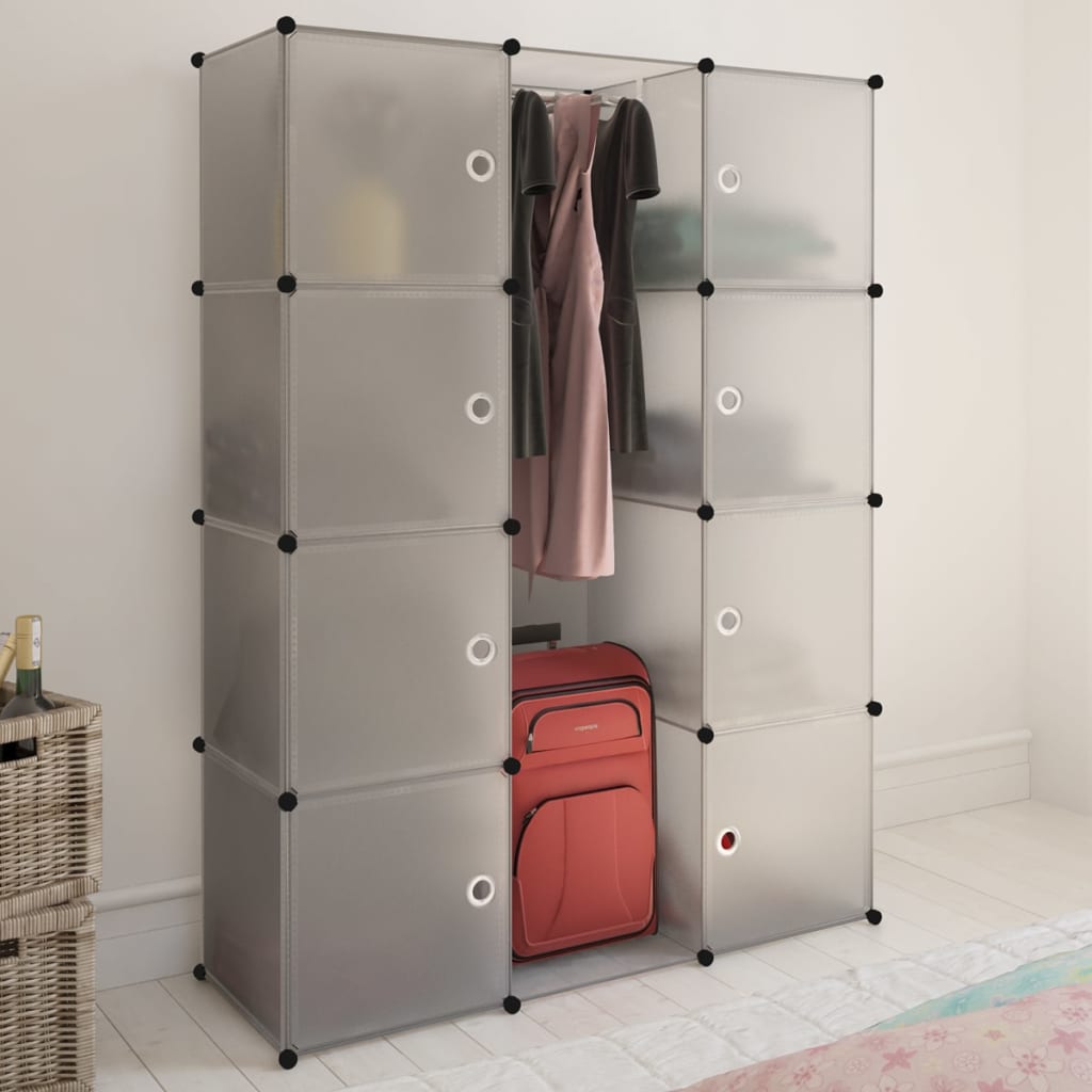 Kast met 9 compartimenten modulair 109x36,5x143 cm wit