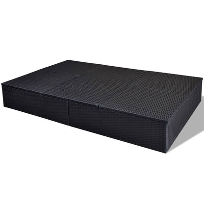 Ligbed tweepersoons met kussen poly rattan zwart