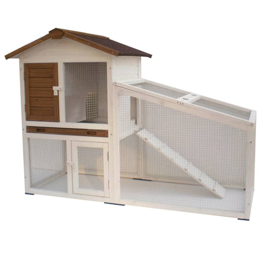 Konijnenhok Tommy 140x65x100 cm wit en bruin 20072